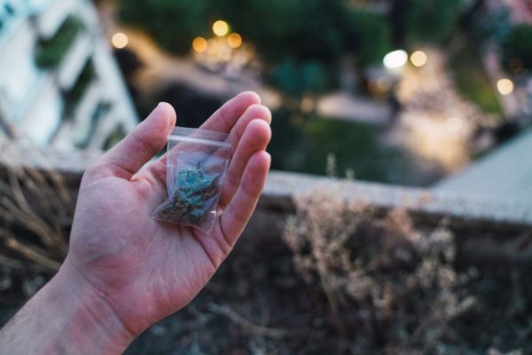 hand holding bag of medical cannabis flower