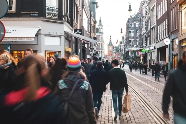 People walking in Amsterdam city centre